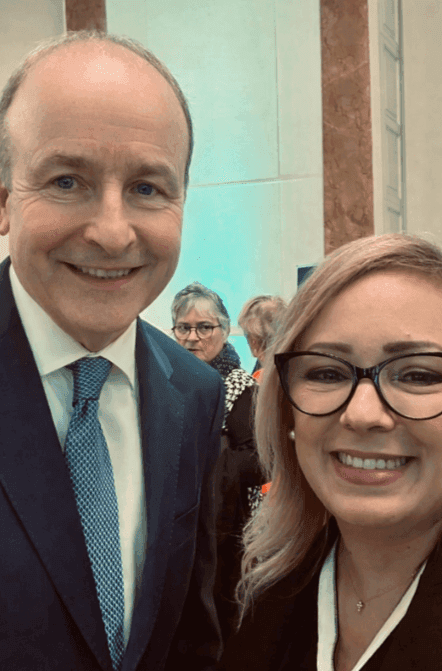Our President Louise Domingues with Taoiseach Micheál Martin, Ireland’s Prime Minister.